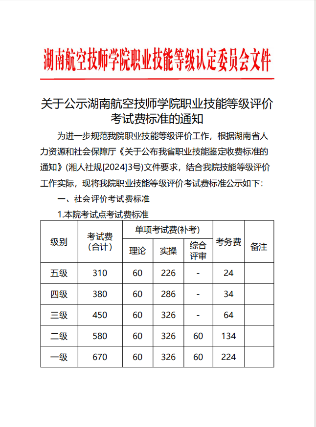 关于公示湖南航空技师米兰官方端网站登录入口_米兰（中国）职业技能等级评价考试费标准的通知
